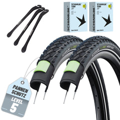 2x Schwalbe Reifen Green Marathon 28x1,40 Zoll (37-622) Schwarz-Reflex Schlauch wählbar + Reifenheber