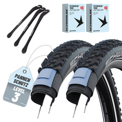 2 x Schwalbe Smart Sam Fahrradreifen 28 x 1,60 Zoll 42-622 Drahtreifen + Reflektorstreifen + AV|DV|SV|SCV und Reifenheber