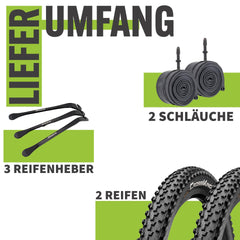 2x Continental Cross King Wire Fahrradreifen MTB Schwarz 29 x 2,30 (58-622)" + Schlauch wählbar und MSZweirad Reifenheber