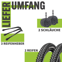 2x Continental Cross King Wire Fahrradreifen MTB Schwarz 29 x 2,30 (58-622)" + Schlauch wählbar und MSZweirad Reifenheber