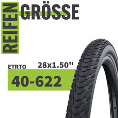 2x Schwalbe Reifen Marathon E-Plus Schwarz Reflex 28x1,50 (40-622) Schlauch wahl + Reifenheber