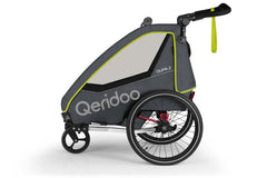 Qeridoo QUPA 2 2023 Kinder Fahrradanhänger Grün/Blau/Grau