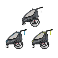 Qeridoo QUPA 2 2023 Kinder Fahrradanhänger Grün/Blau/Grau