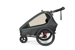 Qeridoo Kidgoo2 2023 Kinder Fahrradanhänger Grün/Blau/Grau