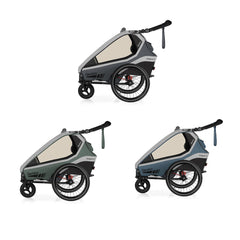 Qeridoo Kidgoo2 2023 Kinder Fahrradanhänger Grün/Blau/Grau