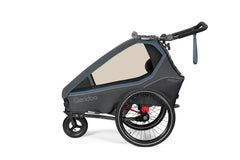 Qeridoo Kidgoo2 2023 Kinder Fahrradanhänger Grün/Blau/Grau