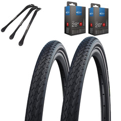 2x Schwalbe Reifen Green Marathon 28x1,40 Zoll (37-622) Schwarz-Reflex Schlauch wählbar + Reifenheber