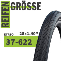 2x Schwalbe Reifen Green Marathon 28x1,40 Zoll (37-622) Schwarz-Reflex Schlauch wählbar + Reifenheber