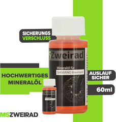 MSZweirad Mineralöl 60 ml geeignet für Shimano hydraulische Scheibenbremsen