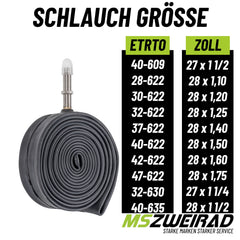 2x Schwalbe Schlauch AV17 40mm (28") 28/47-622/635 Modell 2026 mit MSZweirad Reifenheber