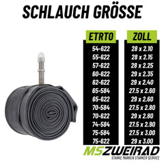 2x Schwalbe Schlauch AV19L-EL 40mm (27.5"/28"/29") 54/75-584/622 Modell 2026 + Reifenheber