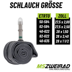Schwalbe Schlauch AV2 40mm (14"/16") 32/47-288/305 Modell 2026 + Reifenheber