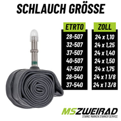 2x Schwalbe Schlauch AV9 40mm (24") 28/47-507/541 Modell 2026 + Reifenheber