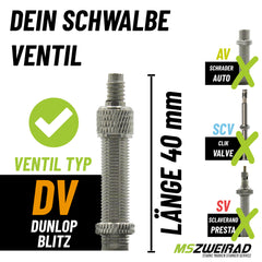 Schwalbe Schlauch DV17 40mm (28") 28/47-622/635 Modell 2026 mit Reifenheber