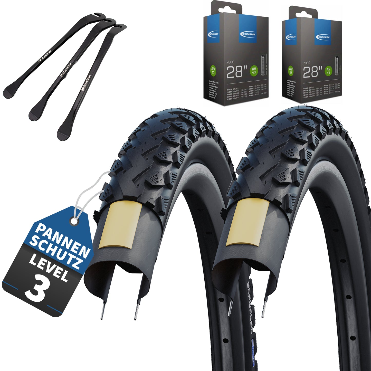 2x Schwalbe Fahrradreifen Land Cruiser 28 Zoll 42-622 +AV|DV|SV Reifenheber