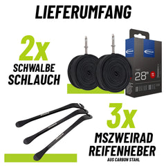 2x Schwalbe Schlauch SV15 40mm 28" 18/28-622/630 mit Reifenheber
