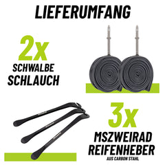 2x Schwalbe Schlauch SV19 40mm (27,5"/28"/29") 40/62-584/635 Modell 2026 + Reifenheber