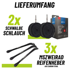 2x Schwalbe Schlauch SV 19F 40 mm für 29" (54/75-622) Freeride + Reifenheber
