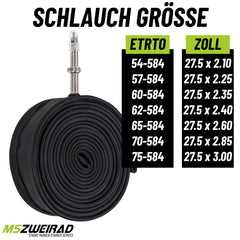 2x Schwalbe Schlauch 21F SV 40mm Freeride 27,5 Zoll (54/75-584) + Reifenheber