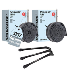 2x Schwalbe Schlauch SV17 40mm (28") 28/47-622/635 Modell 2026 mit MSZweirad Reifenheber