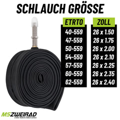 2x Schwalbe Schlauch AV13 26" 40/62-559 mit Reifenheber