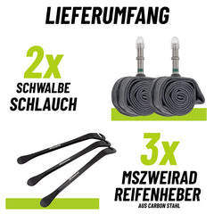 2x Schwalbe Schlauch AV13 40mm 26" 40/62-559 Modell 2026 mit Reifenheber