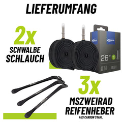 2x Schwalbe Schlauch AV13 26" 40/62-559 mit Reifenheber