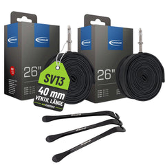 2x Schwalbe Schlauch SV 13 40 mm für 26" (40/62-559) mit Reifenheber