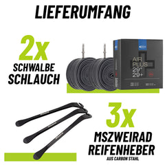 2x Schwalbe Schlauch SV 19+ AIR PLUS 40 mm für 29" (54/65-622) mit Reifenheber