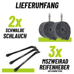 2er Set Schwalbe Schlauch AV10 40mm (24") 40/62-507 Modell 2026 + Reifenheber