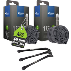2x Schwalbe AV 3 Fahrradschlauch 16 Zoll 40 mm 47/62-305 mit Reifenheber