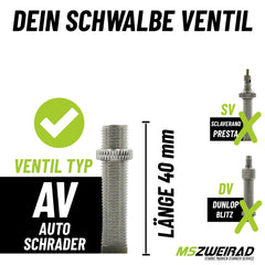 2x Schwalbe AV 3 Fahrradschlauch 16 Zoll 40 mm 47/62-305 mit Reifenheber