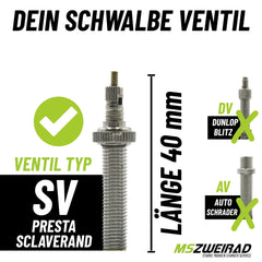 2x Schwalbe Schlauch SV 13J 40 mm für 26" (90/120-559) Fatbike mit Reifenheber