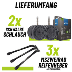 2x Schwalbe Schlauch AV 19F 40 mm für 27,5"+/29"/29"+Fr. (65-584-75-622) mit Reifenheber