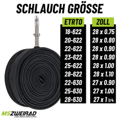 2x Schwalbe Schlauch 28" SV15 60mm (18/28-622/630) mit Reifenheber