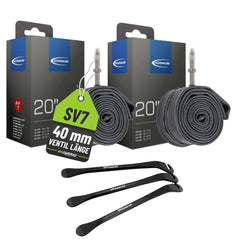 2x Schwalbe Schlauch SV 7 40 mm für 20" (40/62-406) mit Reifenheber