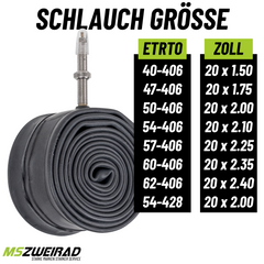 2x Schwalbe Schlauch SV 7 40 mm für 20" (40/62-406) mit Reifenheber