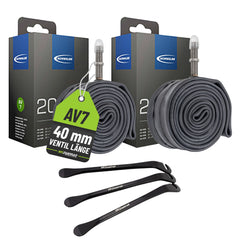 2x Schwalbe Fahrradschlauch AV 7 20 Zoll AV 40 mm 40/62-406 mit Reifenheber