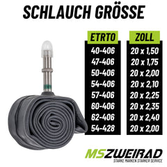 2x Schwalbe Schlauch AV7 40mm (20") 40/62-406 Modell 2026 mit Reifenheber