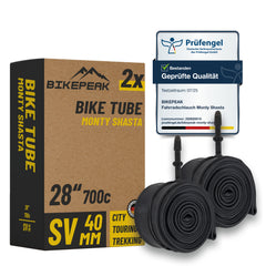 BikePeak 2x Fahrradschlauch Monty Shasta Trekking 28 Zoll mit Sclaverand/Presta Ventil 40mm