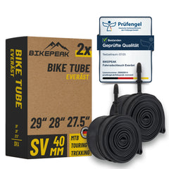BikePeak 2x Fahrradschlauch Everäst MTB 29/28/27,5 Zoll mit Sclaverand/Presta Ventil 40mm