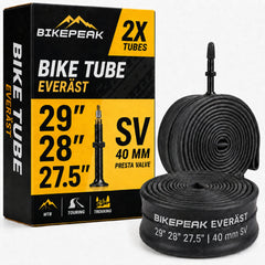 BikePeak 2x Fahrradschlauch Everäst MTB 29/28/27,5 Zoll mit Sclaverand/Presta Ventil 40mm