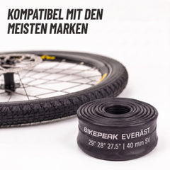 BikePeak 2x Fahrradschlauch Everäst MTB 29/28/27,5 Zoll mit Sclaverand/Presta Ventil 40mm