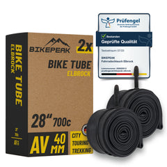 BikePeak 2x Fahrradschlauch Elbrock City 28 Zoll mit Autoventil Schrader Ventil 40mm