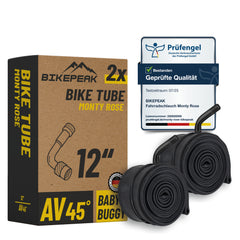 BikePeak 2x Buggy Schlauch Monty Rose 12 Zoll mit Auto/Schrader Ventil 45° abgewinkelt