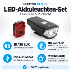 MATRIX LED-Akkuleuchten-Set BLS 30, 30 Lux, schwarz