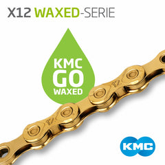 KMC Fahrrad Kette X12 Ti-N Gold gewachst 12-fach 126 Glieder