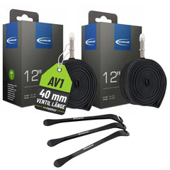 2x Schwalbe Fahrradschlauch AV 1 Gerade 47/62-203 EK AV 40 mm mit Reifenheber