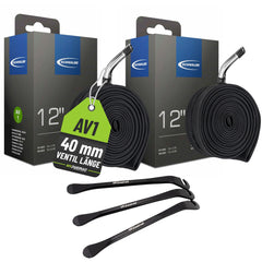 2x Schwalbe Fahrradschlauch 12 Zoll AV 1 ungerade 47/62-203 mit Reifenheber