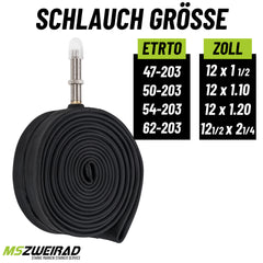 2x Schwalbe Fahrradschlauch AV 1 Gerade 47/62-203 EK AV 40 mm mit Reifenheber